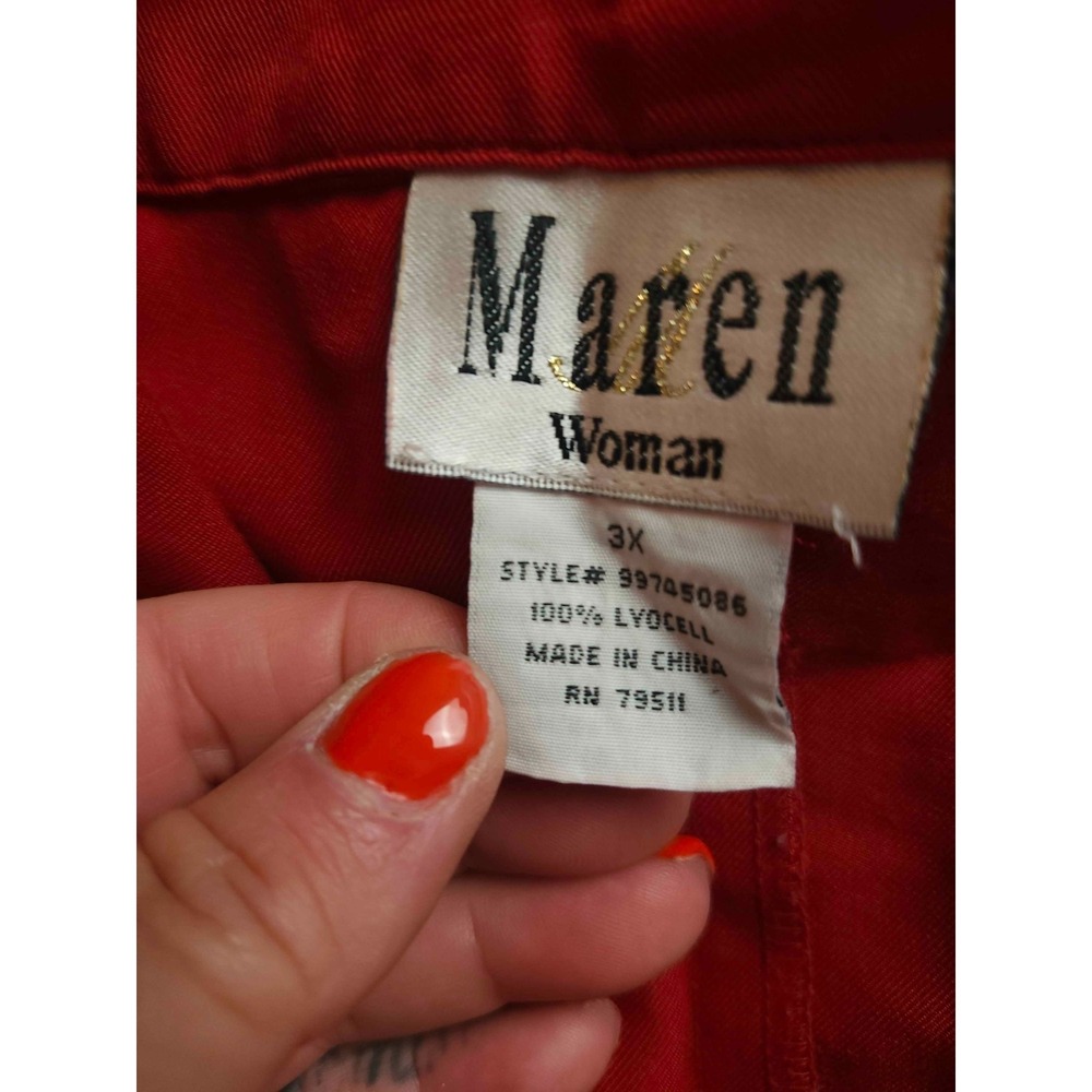 Maren Shirt & Pants Set Womens Size 3X/2X Red 2-Piece Set Casual Lounge Lyocell - Picture 3 of 9